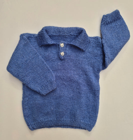 Gebreide blauwe trui - maat 74 | 6 - 9 maanden