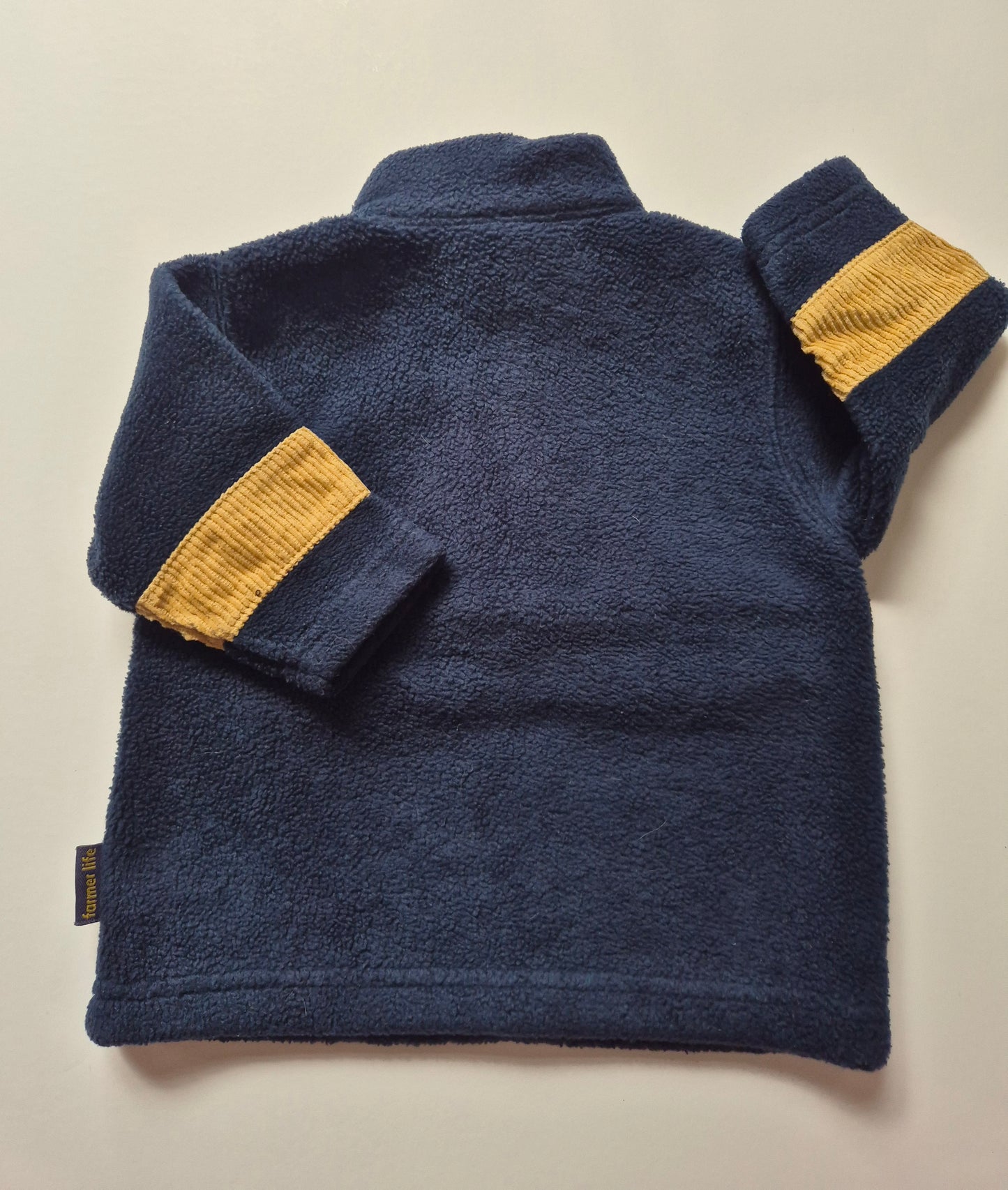 Navy fleece trui “Farmer Life” – maat 74 | 6 - 9 maanden