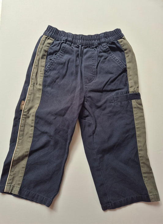 Donkerblauwe broek met kaki strepen – maat 86 | 12- 18 maanden