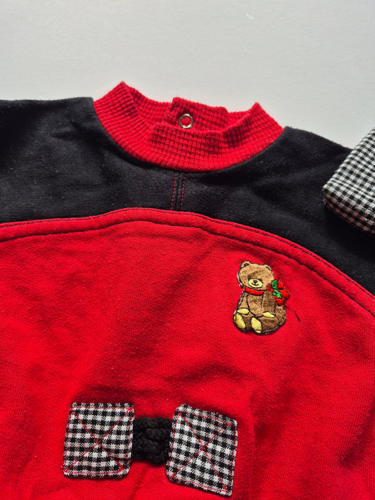 Zwart/rood teddy-setje – maat 68 | 6 - 9 maanden