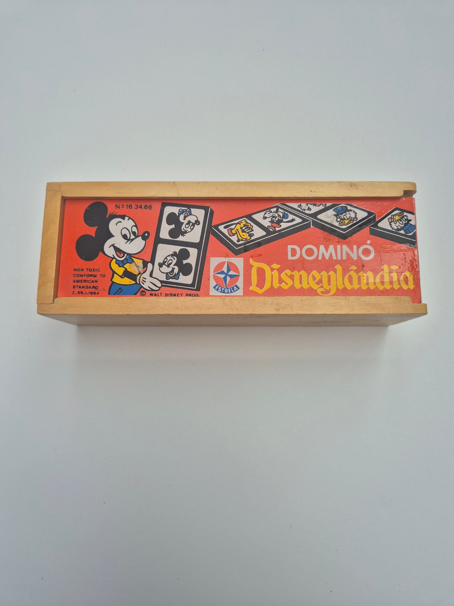 '70s Vintage Disney domino in houten doos