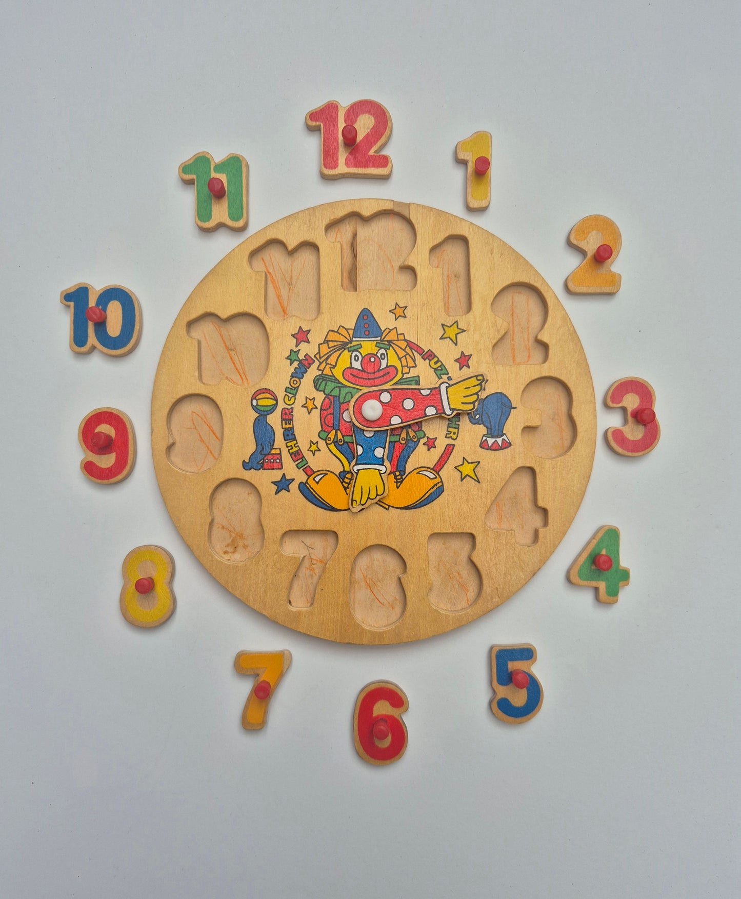 Vintage houten puzzelklok