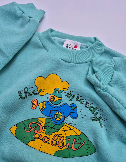 Mintgroene sweater met vliegtuig – maat 74/80 | 6 - 12 maanden