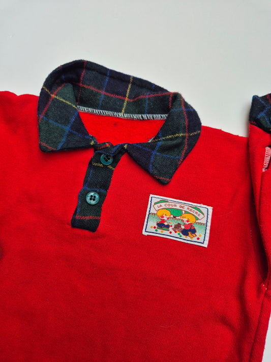 Rode polo met ruitkraag – maat 80 | 9 - 12 maanden