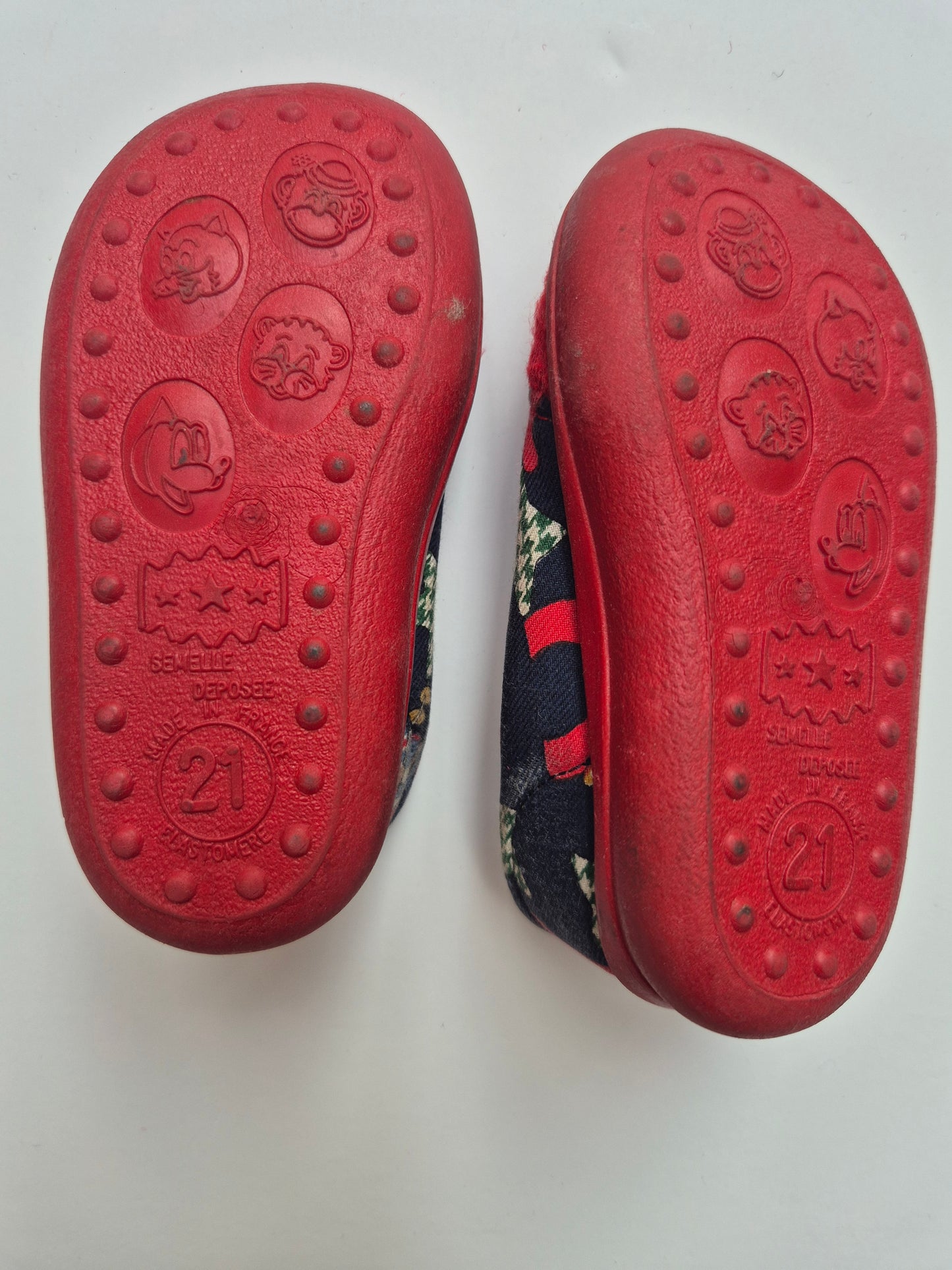 Rood-blauwe sloffen/pantoffels met beertjes – maat 21