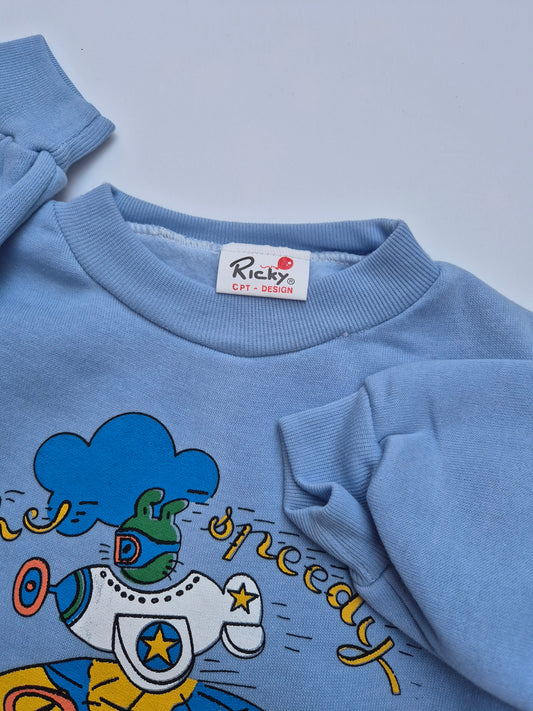 Lichtblauwe trui The Speedy Rabbit – maat 80 | 12 - 18 maanden