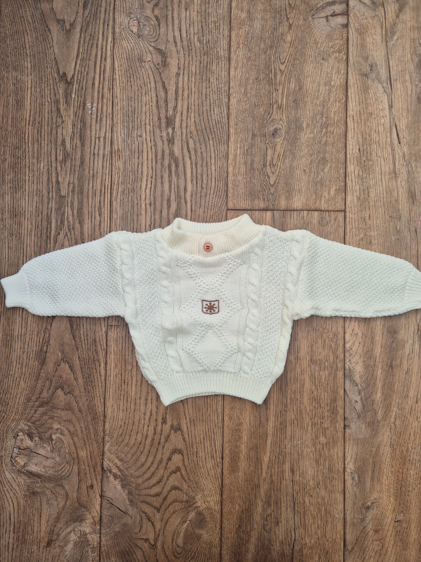 Witte kabeltrui - maat 80 | 9 - 12 maanden