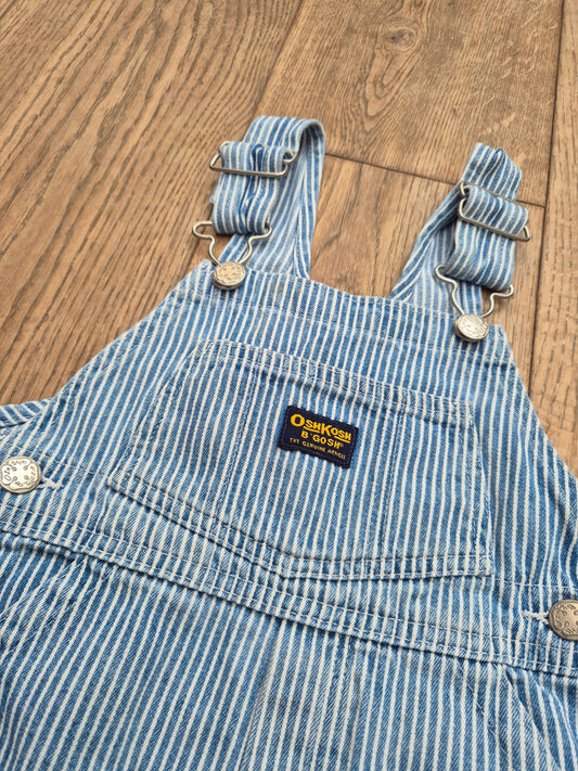 OshKosh blauw wit gestreepte denim tuinbroek – maat 98 | 2 - 3 jaar