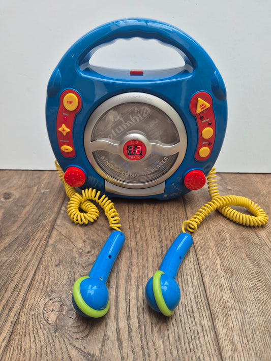 Blauwe karaoke CD-speler – met microfoons