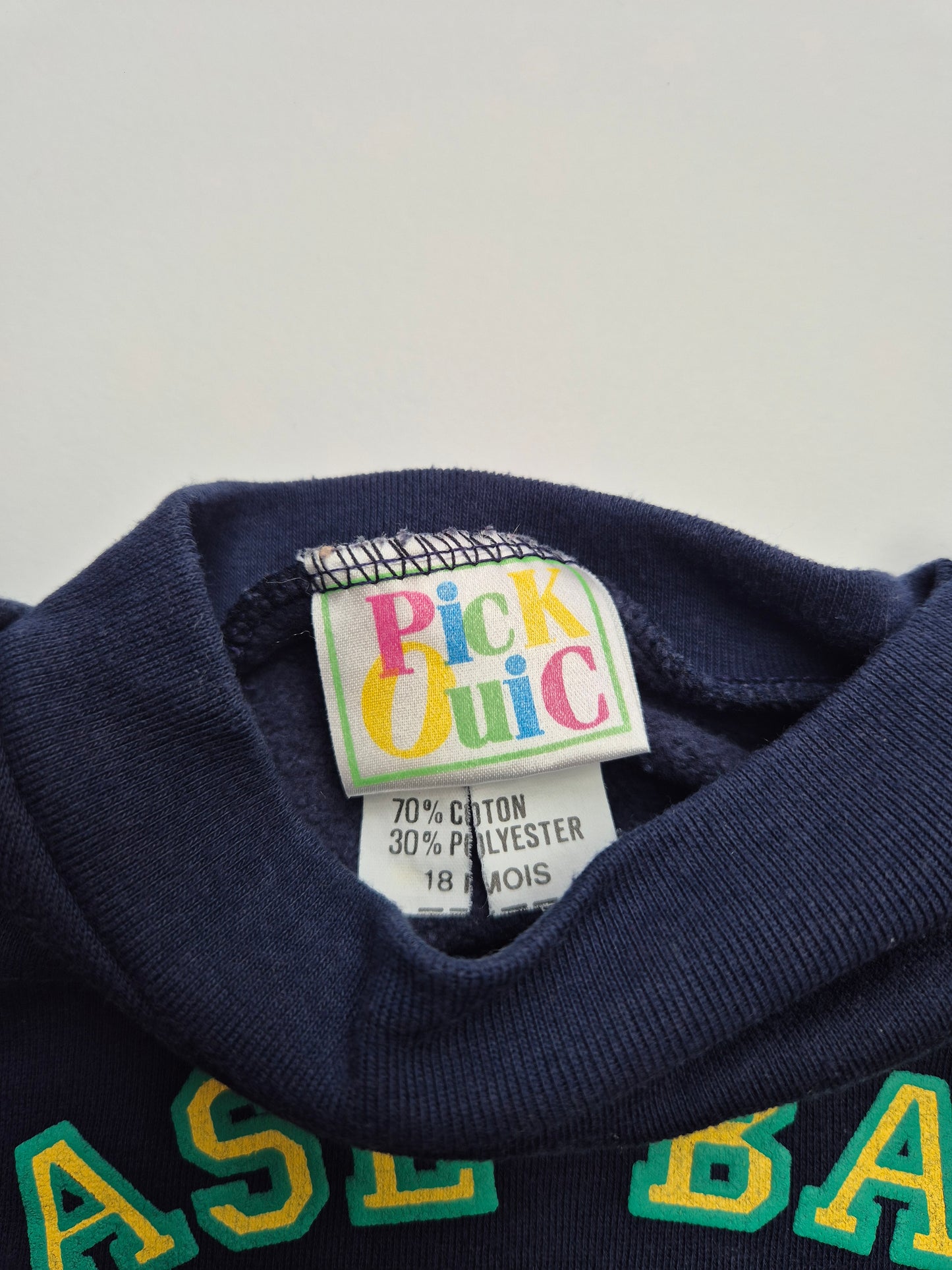 Pick Ouic baseball sweater - maat 80/86 | 9 - 12/18 maanden
