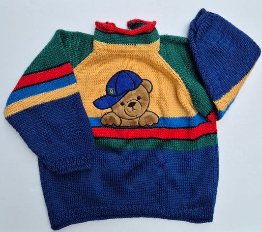 Gebreide trui met teddybeer – maat 104 | 3 - 4 jaar