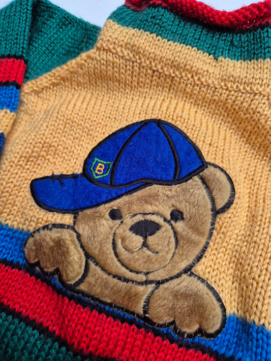 Gebreide trui met teddybeer – maat 104 | 3 - 4 jaar