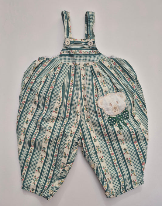 Gestreept tuinbroekje met beertje – maat