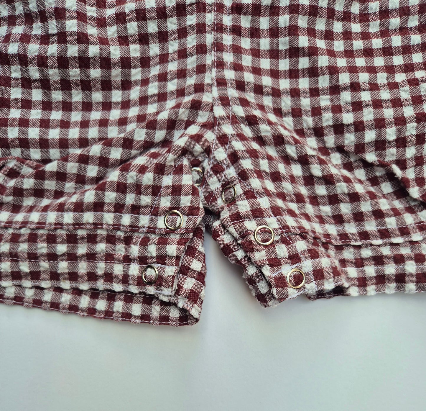 Geruite tuinbroek bordeaux/wit – maat 74 | 6 - 9 maanden