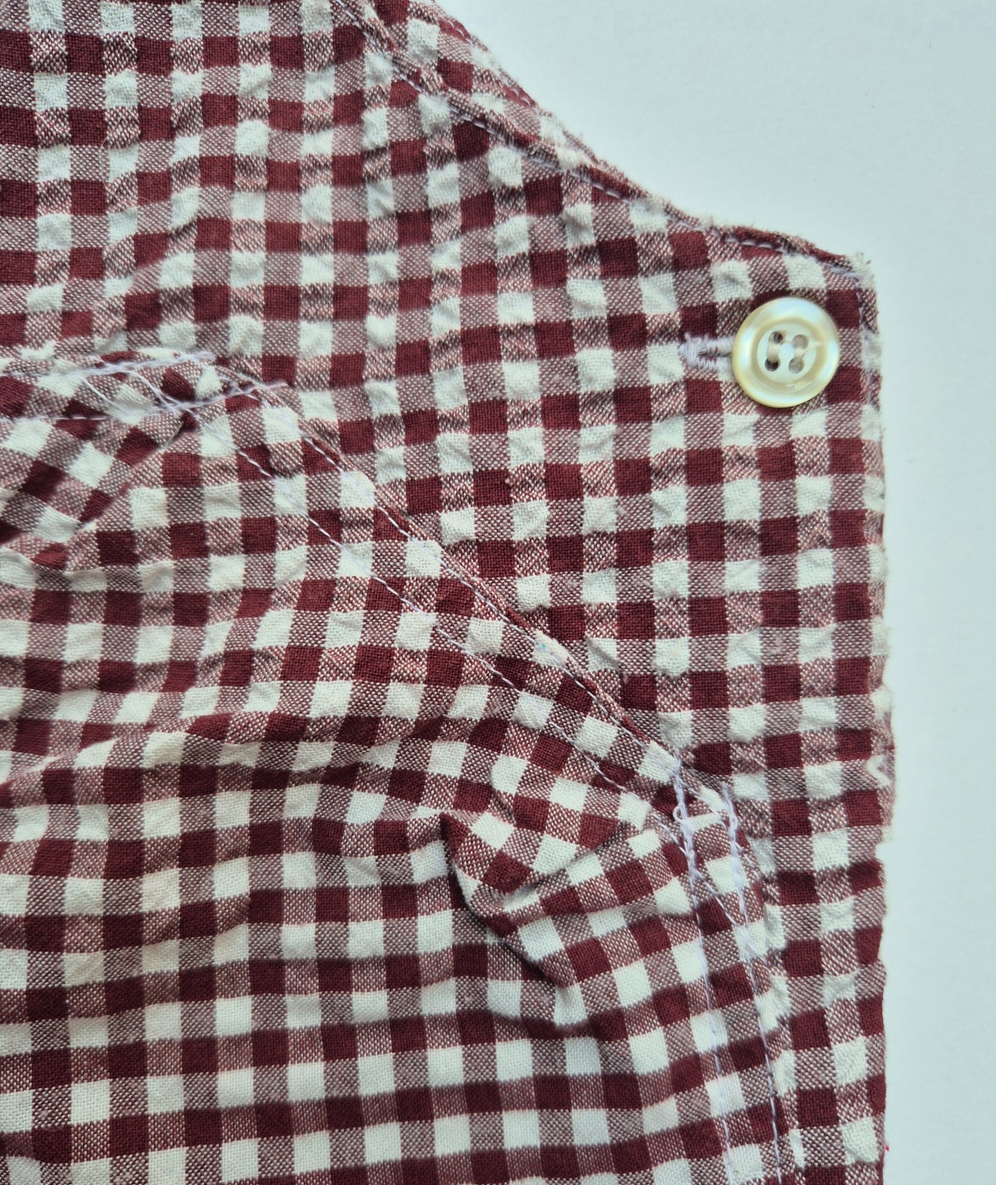 Geruite tuinbroek bordeaux/wit – maat 74 | 6 - 9 maanden