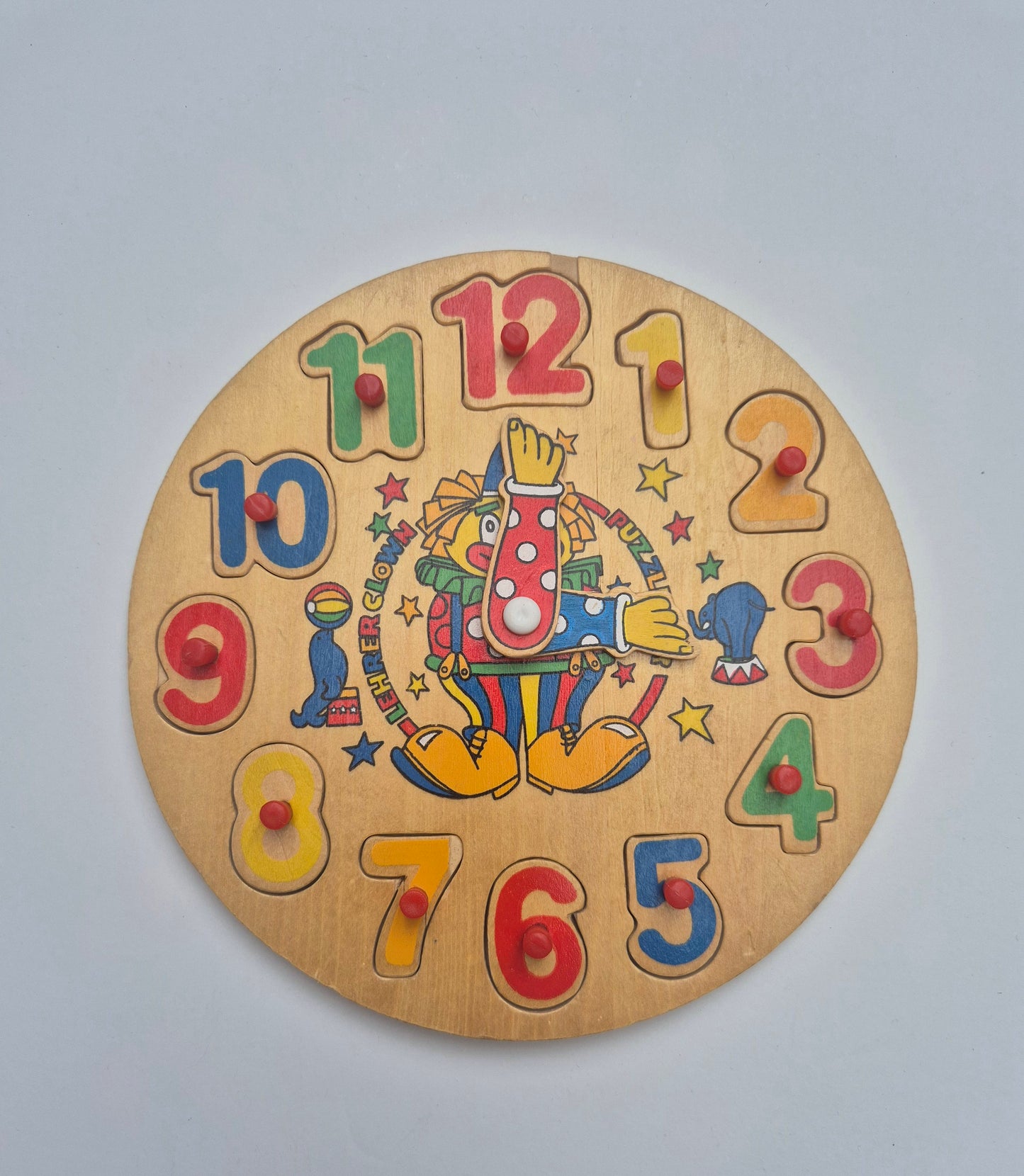 Vintage houten puzzelklok