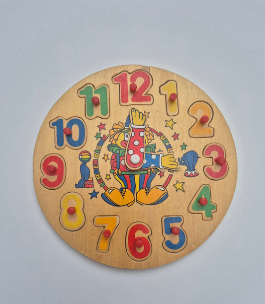Vintage houten puzzelklok