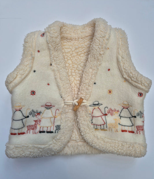 Wollen bodywarmer met borduursel – maat 80 | 9 - 12 maanden