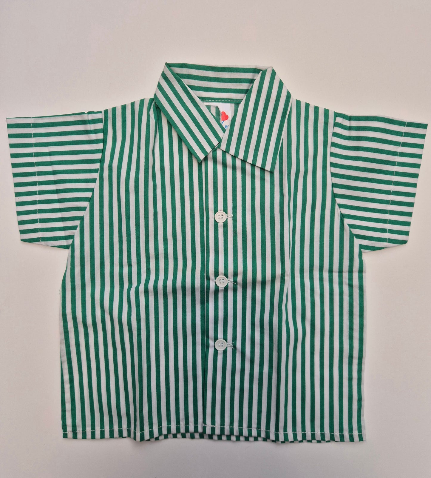 Groen-wit gestreept overhemd – maat 80 | 9 - 12 maanden