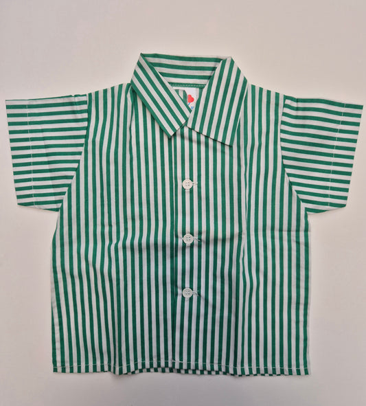 Groen-wit gestreept overhemd – maat 80 | 9 - 12 maanden