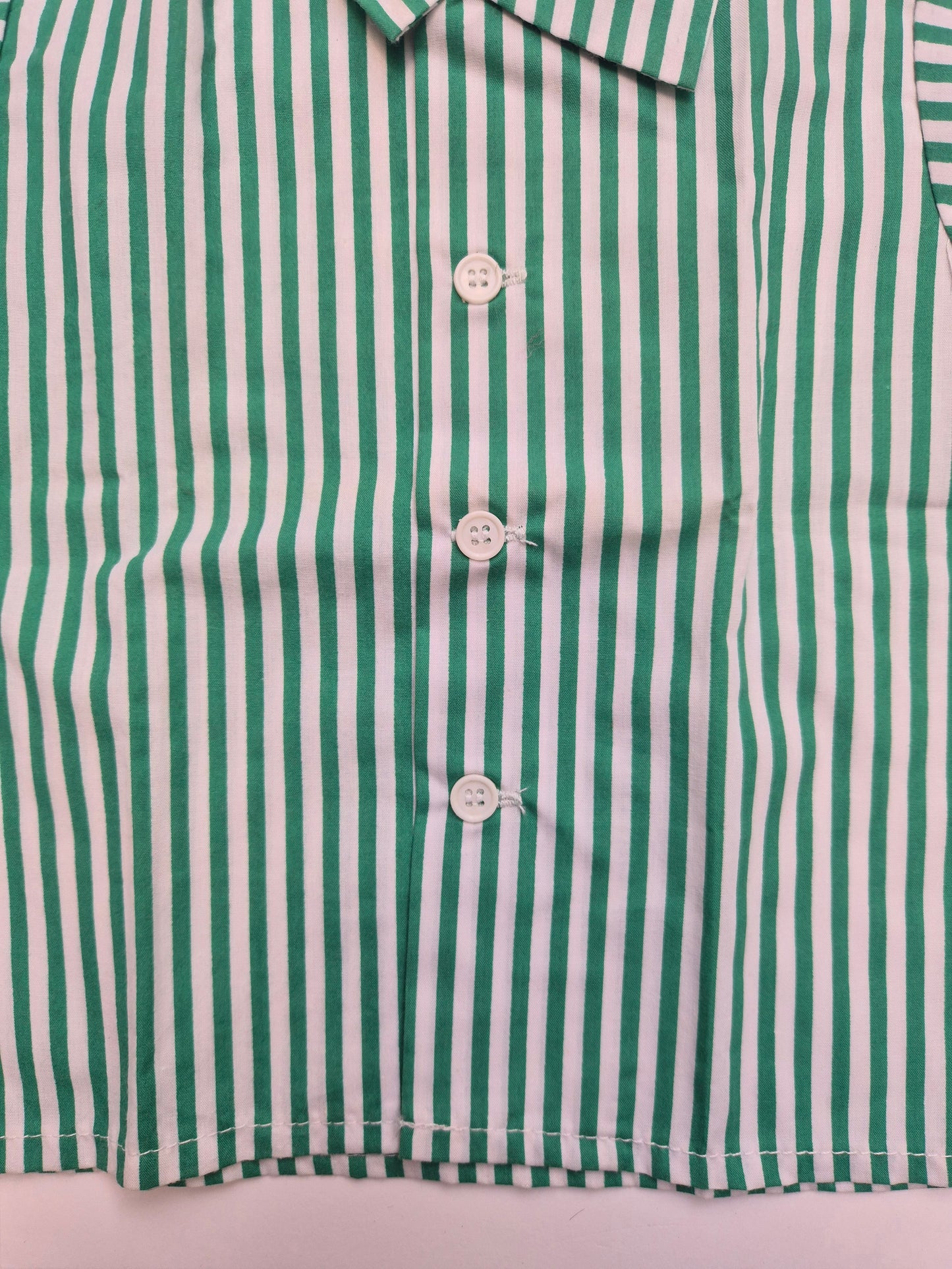 Groen-wit gestreept overhemd – maat 80 | 9 - 12 maanden
