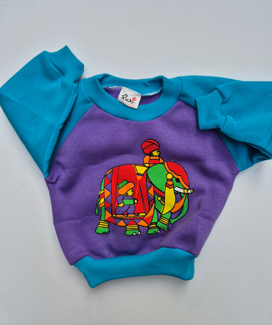 Paarse sweater met olifant – maat 68 | 6 - 9 maanden