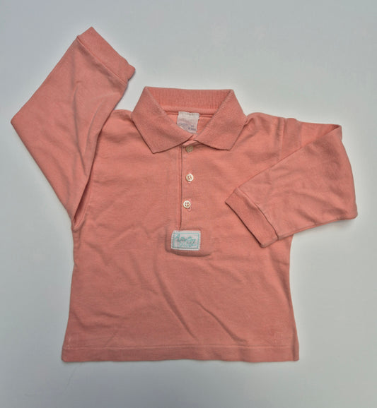 Zalmroze longsleeve polo – maat 86 | 12 - 18 maanden
