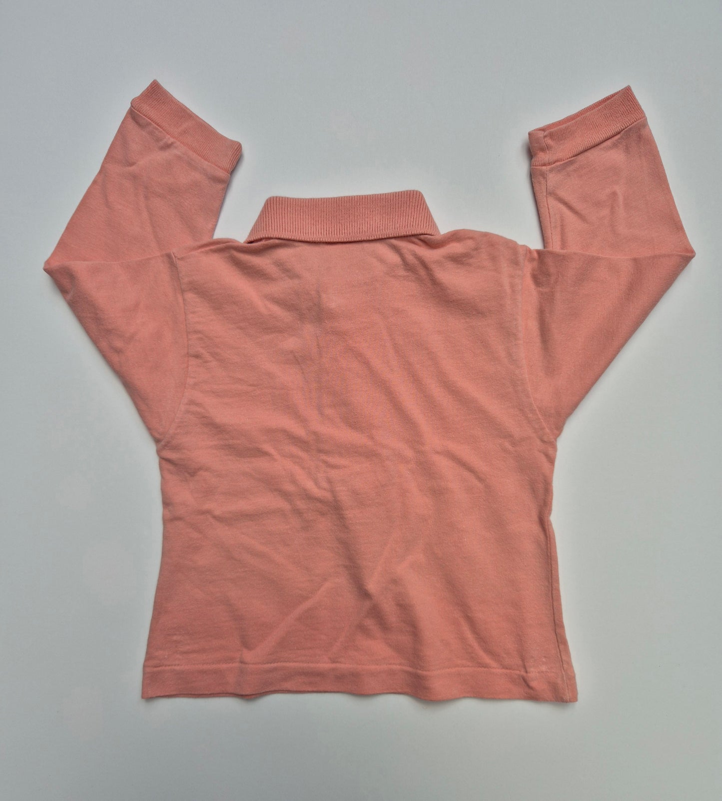 Zalmroze longsleeve polo – maat 86 | 12 - 18 maanden