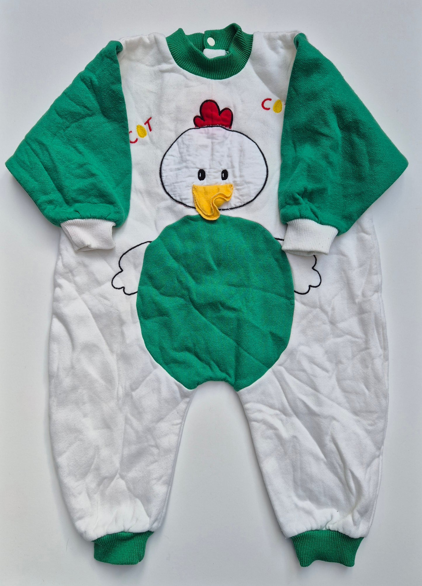 Groen-witte kip onesie – maat 86 | 12 - 18 maanden