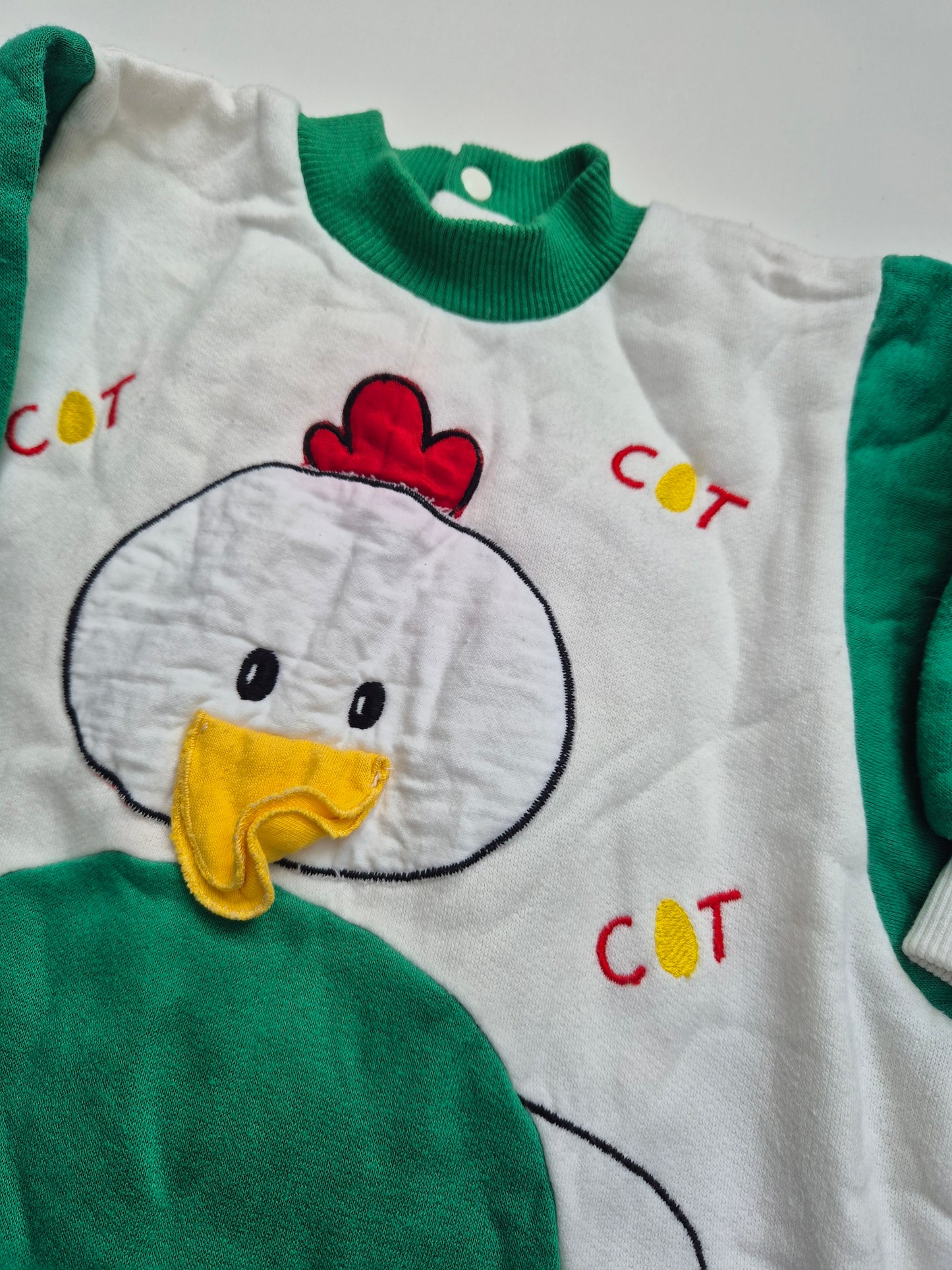 Groen-witte kip onesie – maat 86 | 12 - 18 maanden