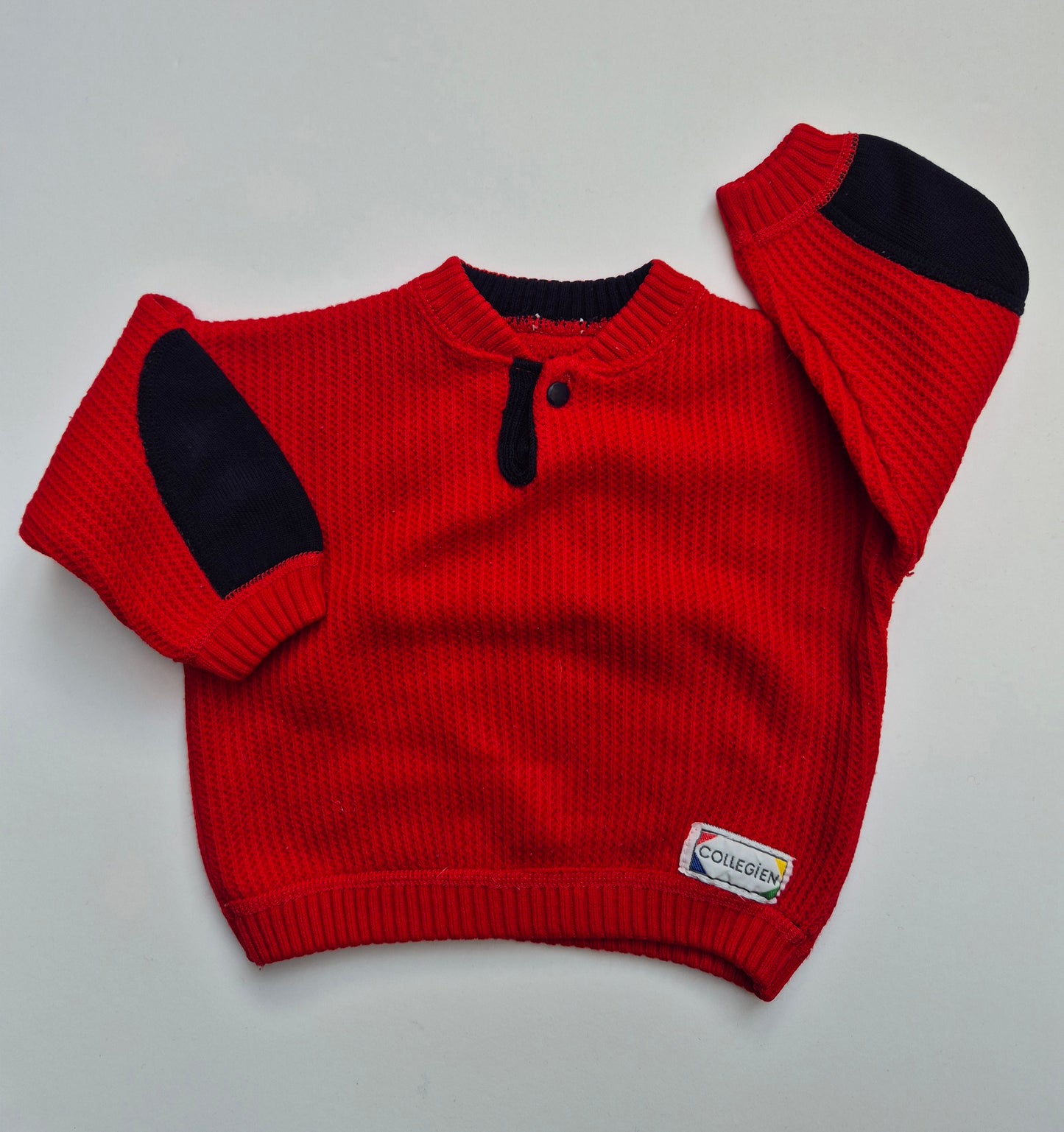 Rode trui met elleboogstukken – maat 74 | 6 - 9 maanden