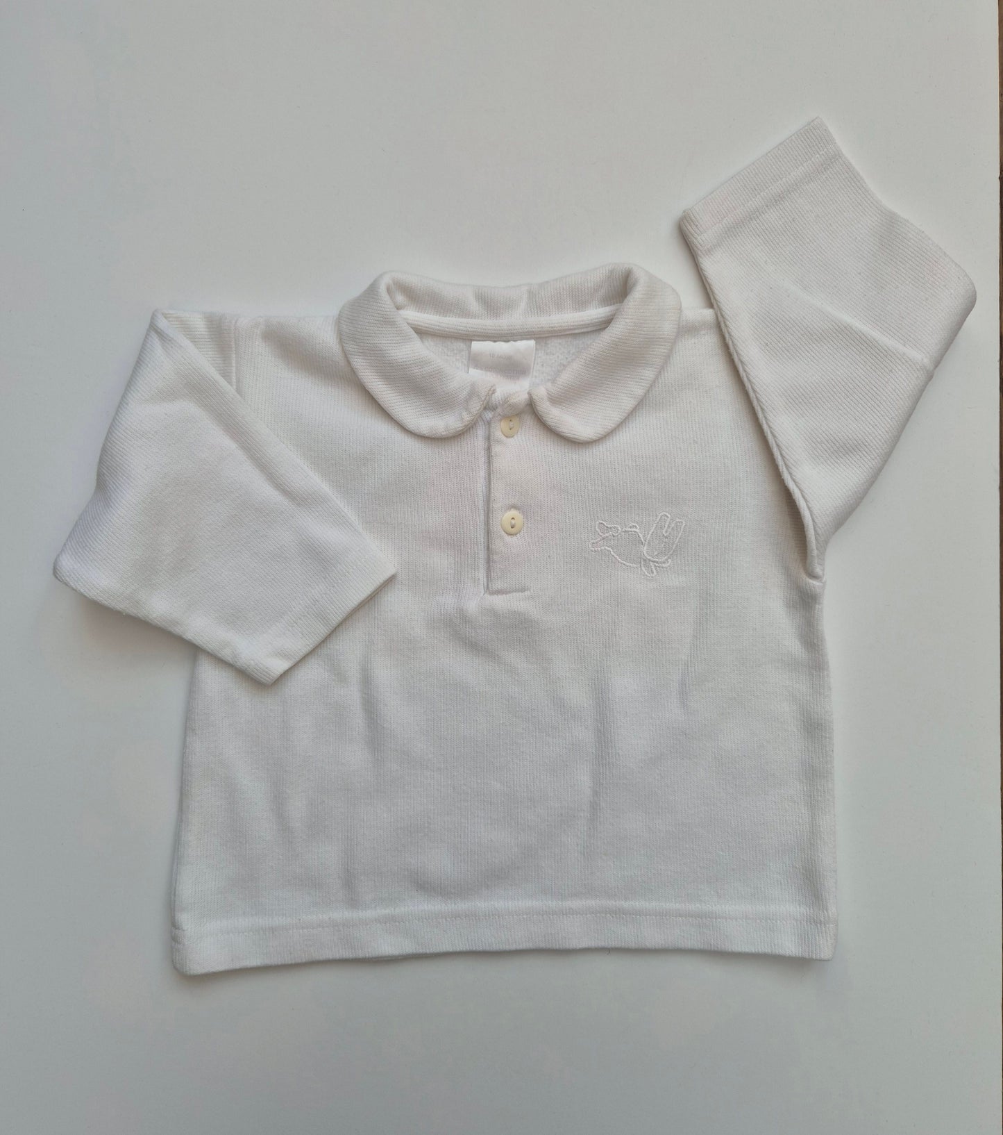 Witte longsleeve polo – maat 86 | 12 - 18 maanden