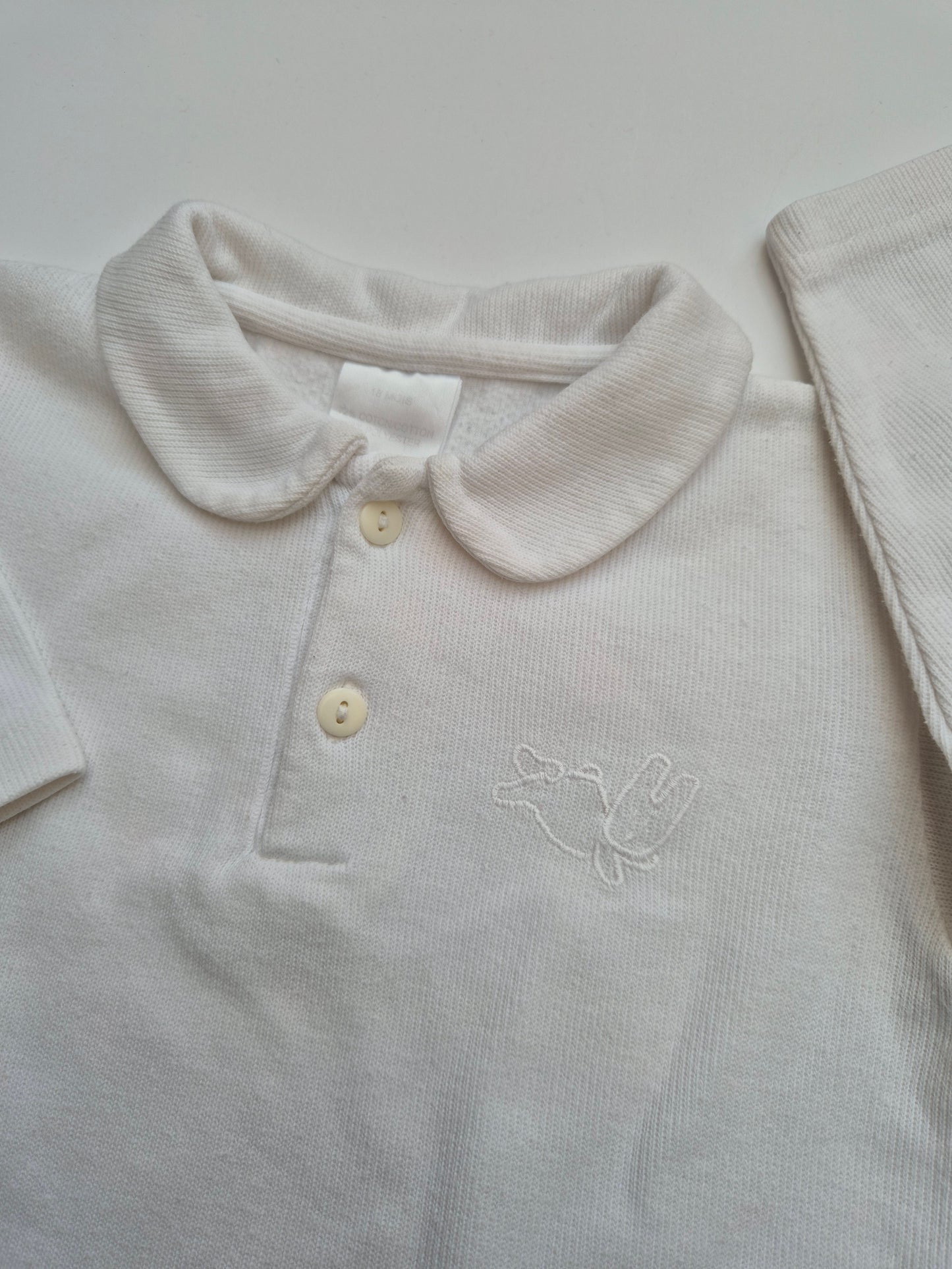 Witte longsleeve polo – maat 86 | 12 - 18 maanden