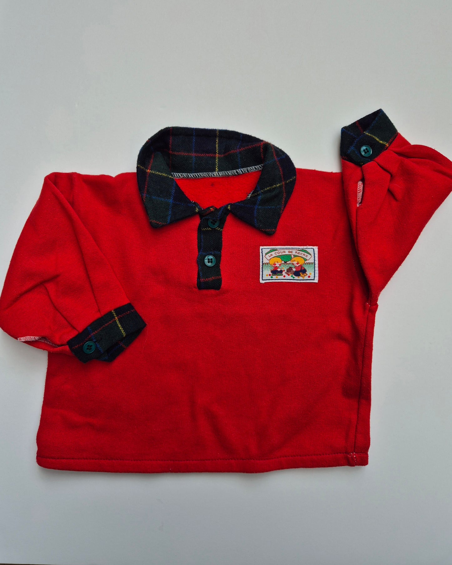 Rode polo met ruitkraag – maat 80 | 9 - 12 maanden