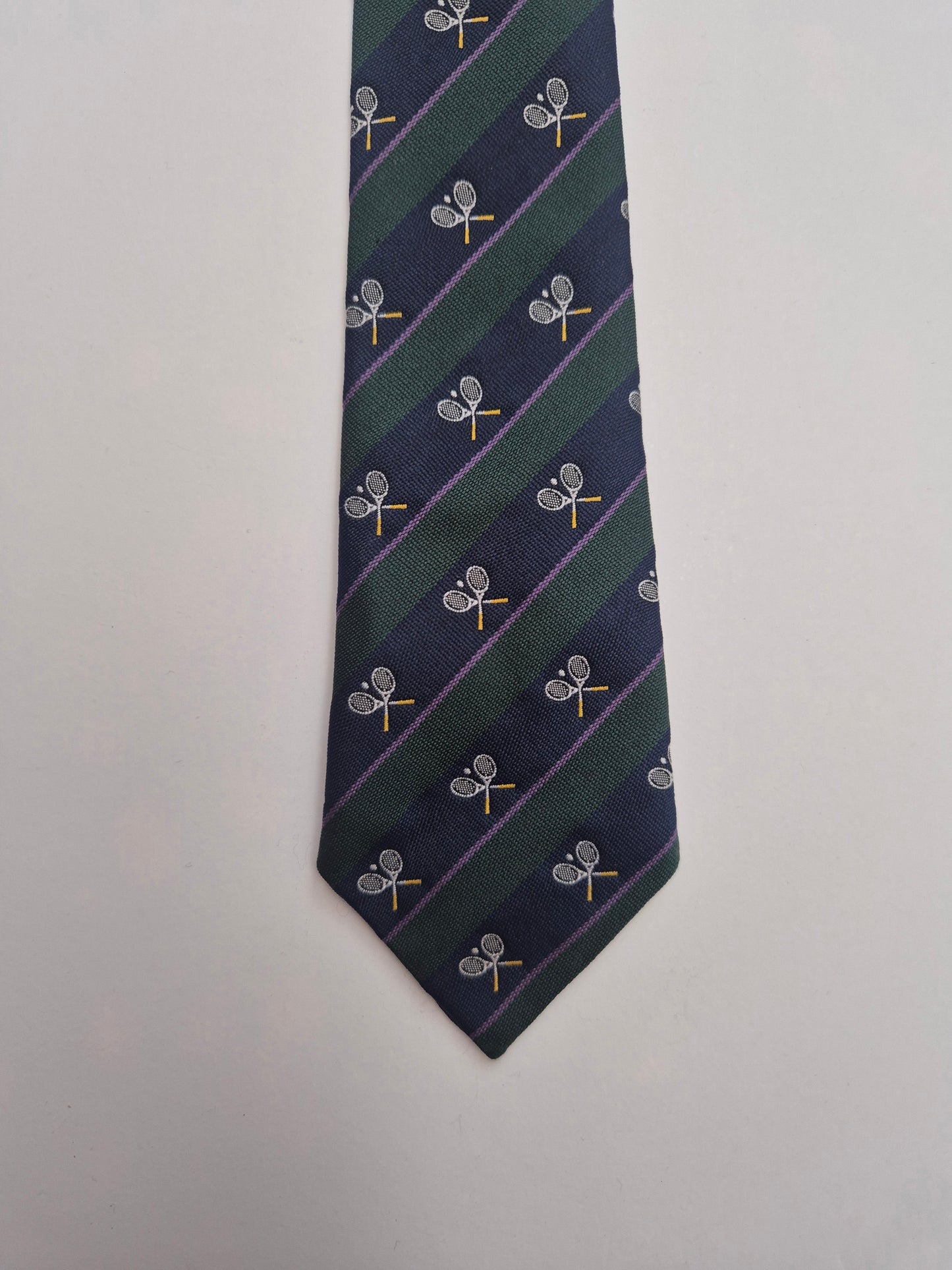 Donkergroene stropdas met tennisracketprint – one size