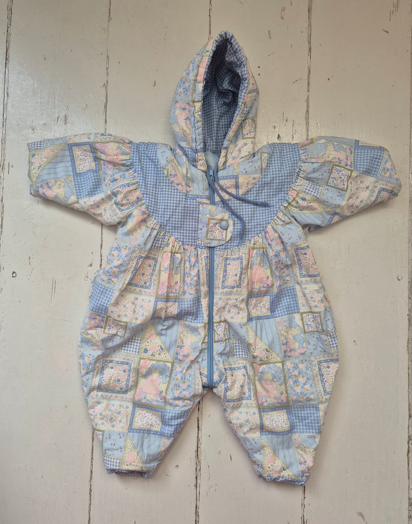 Pastel patchwork winter/skipak – maat 68 | 3 - 6 maanden