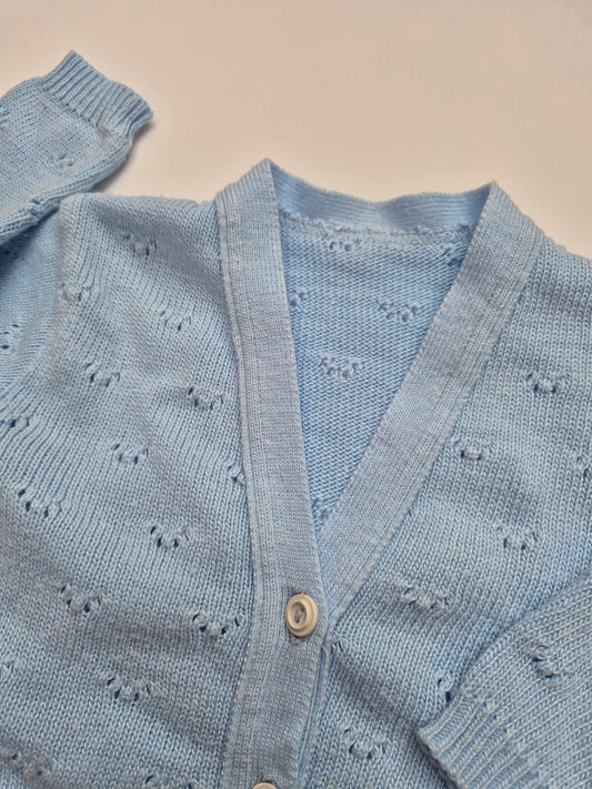 Lichtblauw gebreid vest – maat 68 | 6 - 9 maanden