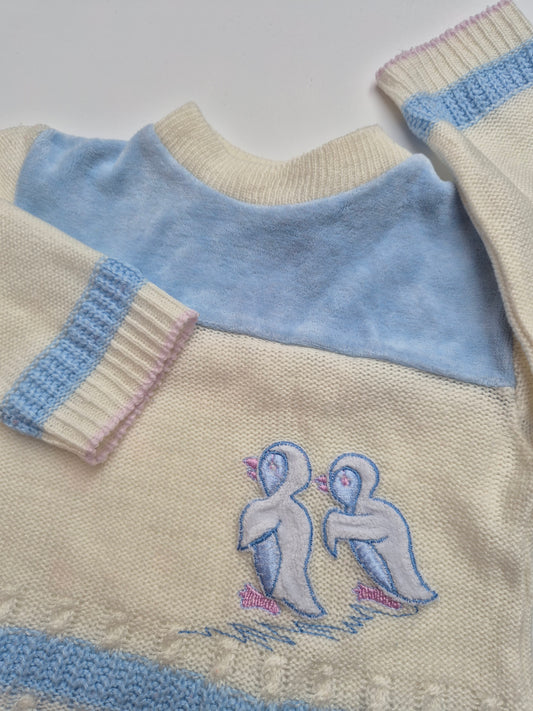 Gebreide trui met pinguïns – maat 74 | 6 - 9 maanden