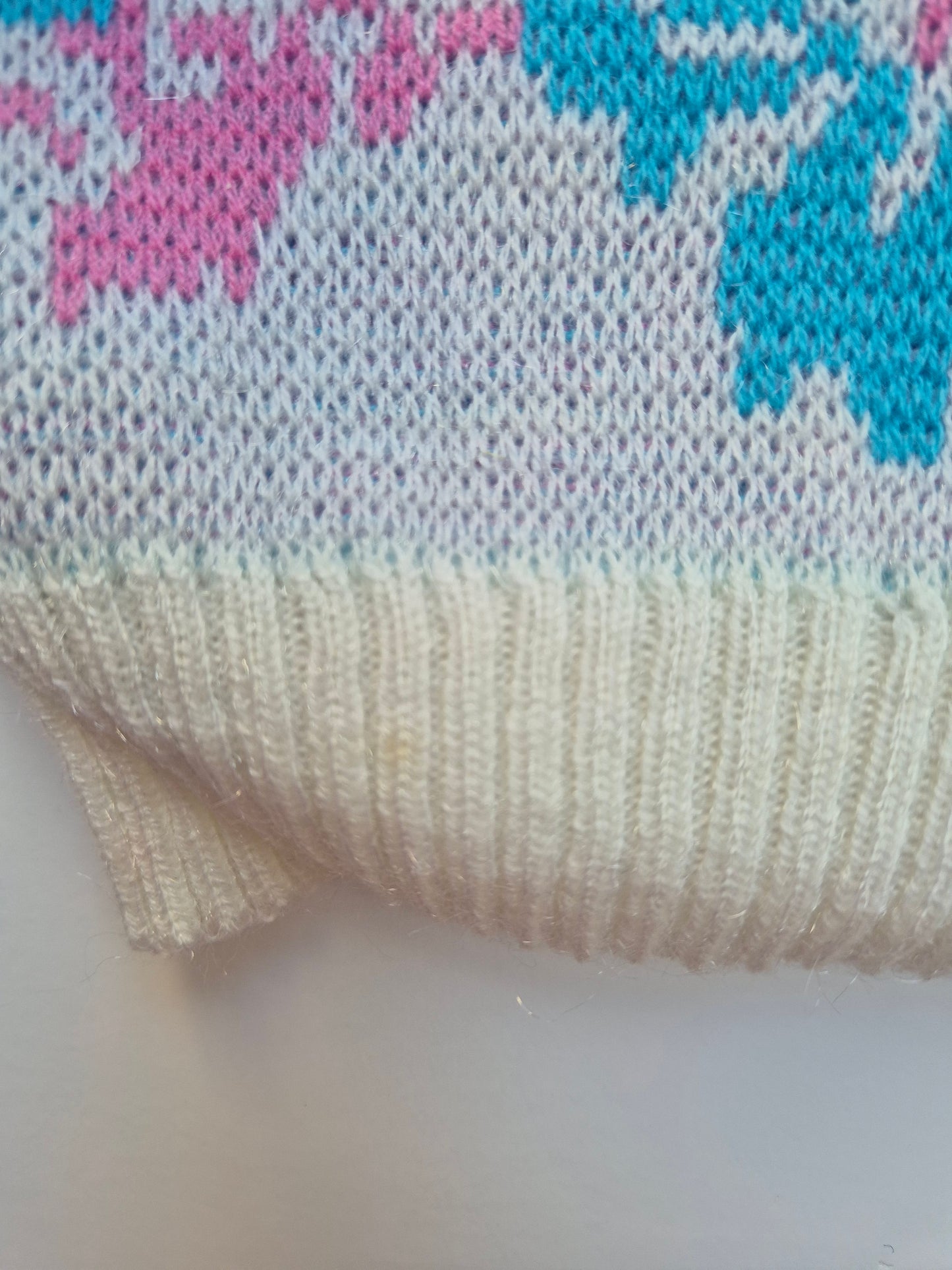 Roze gebreide trui met sneeuwpop – maat 80 | 9 - 12 maanden