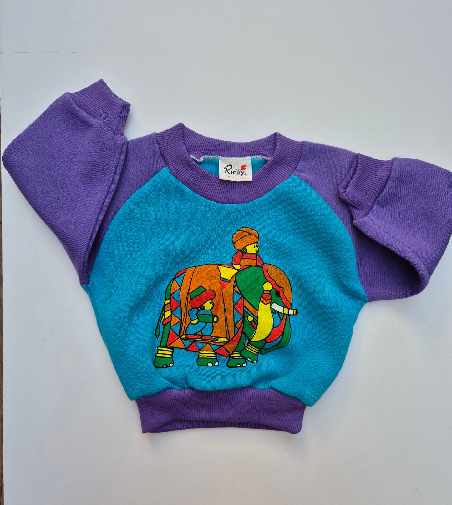 Paars-blauwe trui met olifant – maat 74 | 6 - 9 maanden