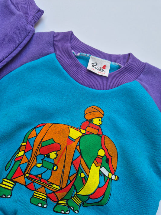 Paars-blauwe trui met olifant – maat 74 | 6 - 9 maanden