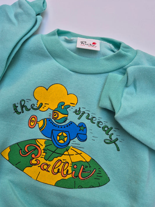 Mintgroene trui The Speedy Rabbit – maat 86 | 12 – 18 maanden