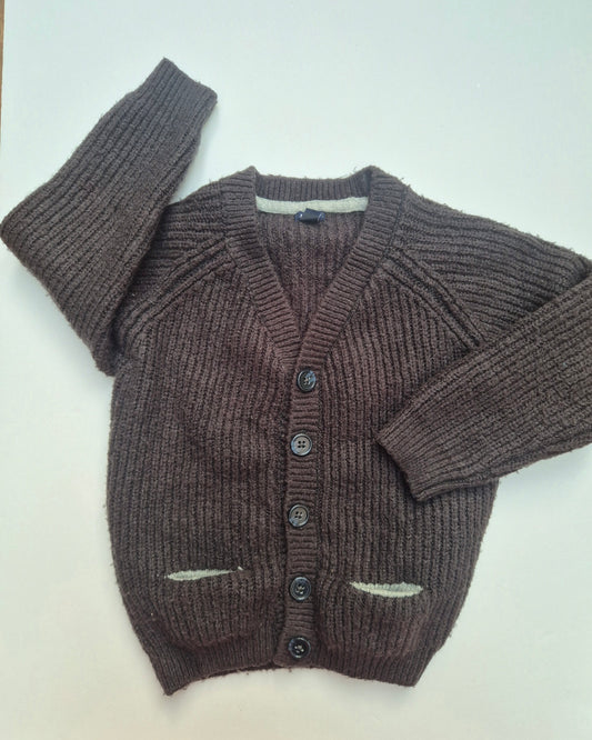 Donkerbruin gebreid vest - maat 92 | 18 - 24 maanden