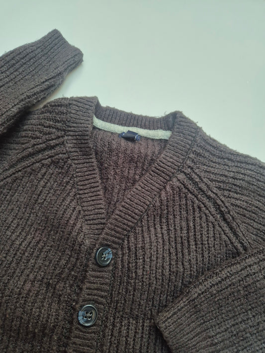 Donkerbruin gebreid vest - maat 92 | 18 - 24 maanden