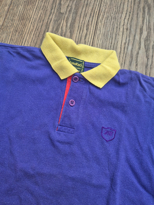 Paarse colourblock polo – maat 104 - 4 jaar