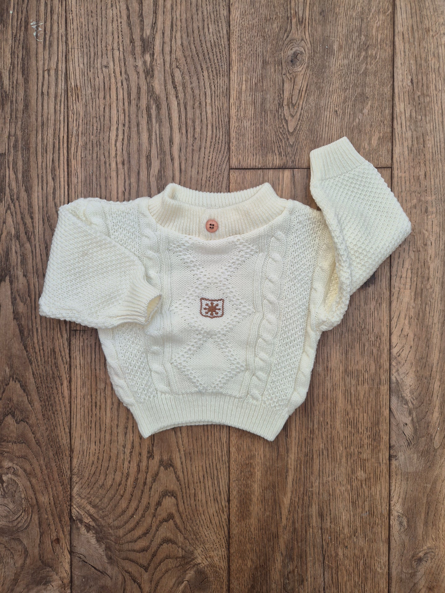Witte kabeltrui - maat 80 | 9 - 12 maanden