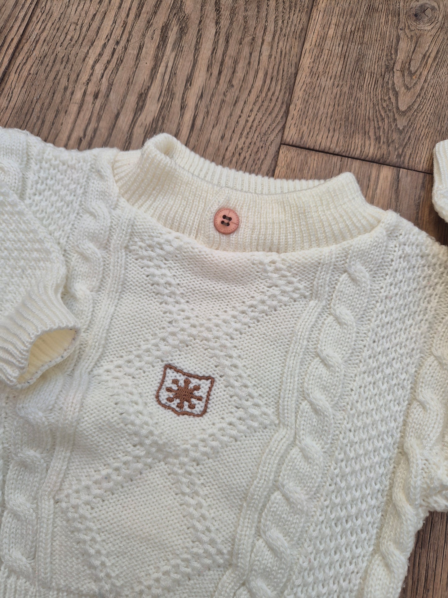 Witte kabeltrui - maat 80 | 9 - 12 maanden