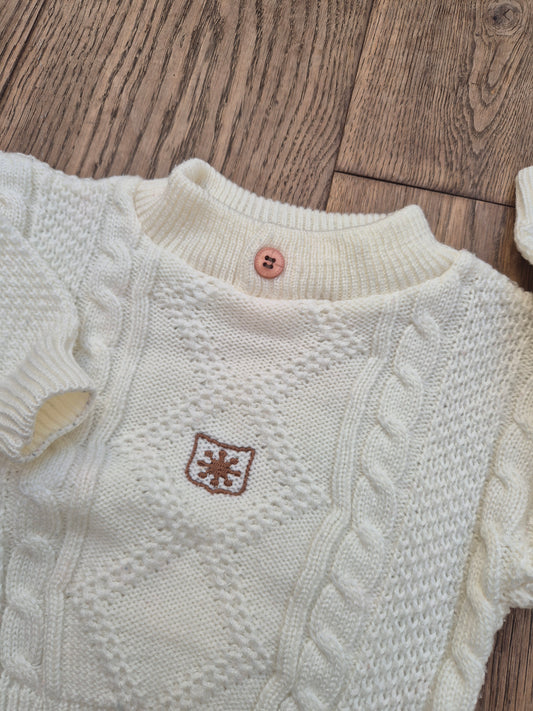 Witte kabeltrui - maat 80 | 9 - 12 maanden