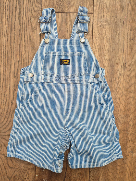OshKosh blauw wit gestreepte denim tuinbroek – maat 98 | 2 - 3 jaar