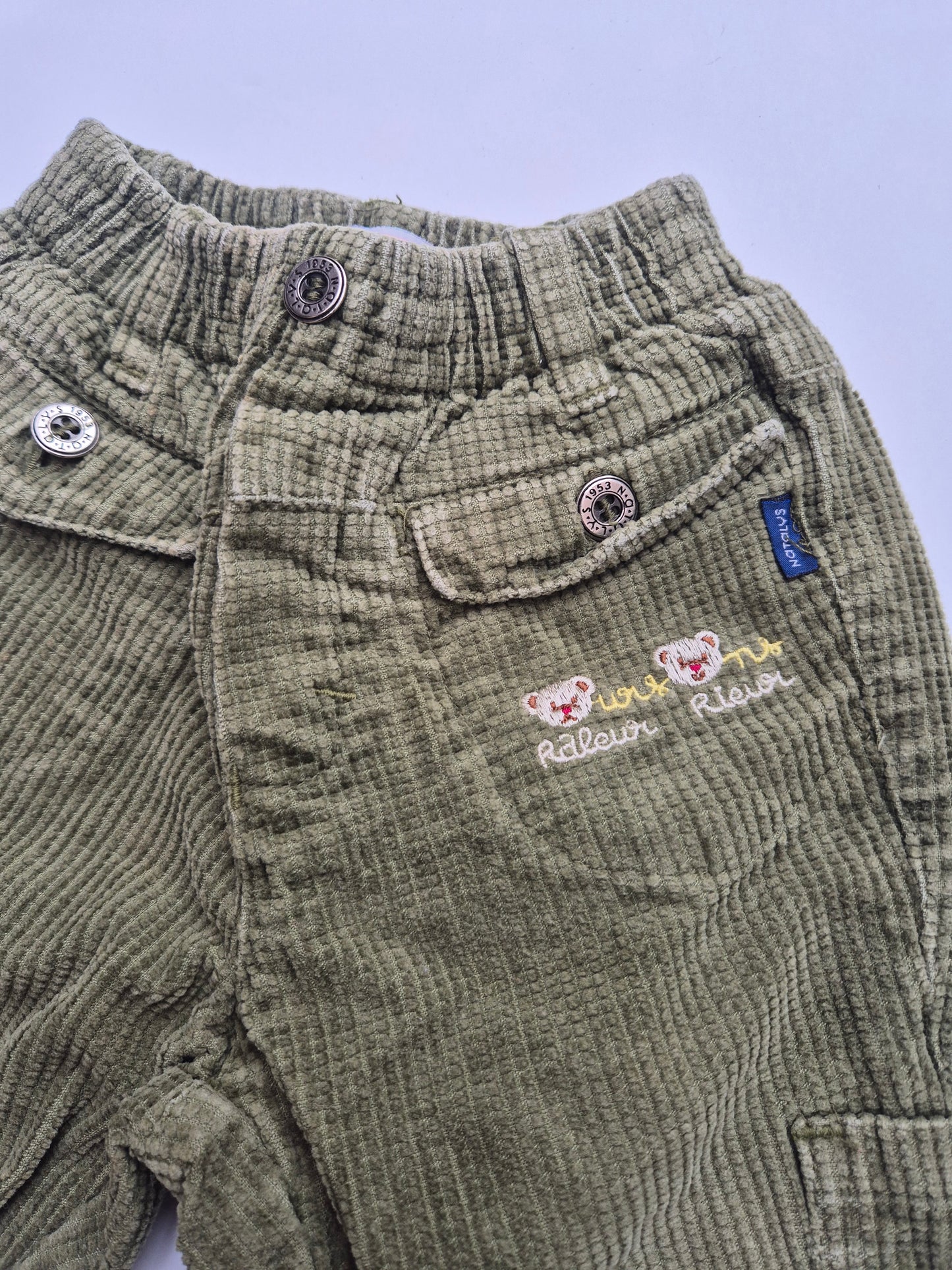 Groene corduroy broek – maat 68 | 3 - 6 maanden